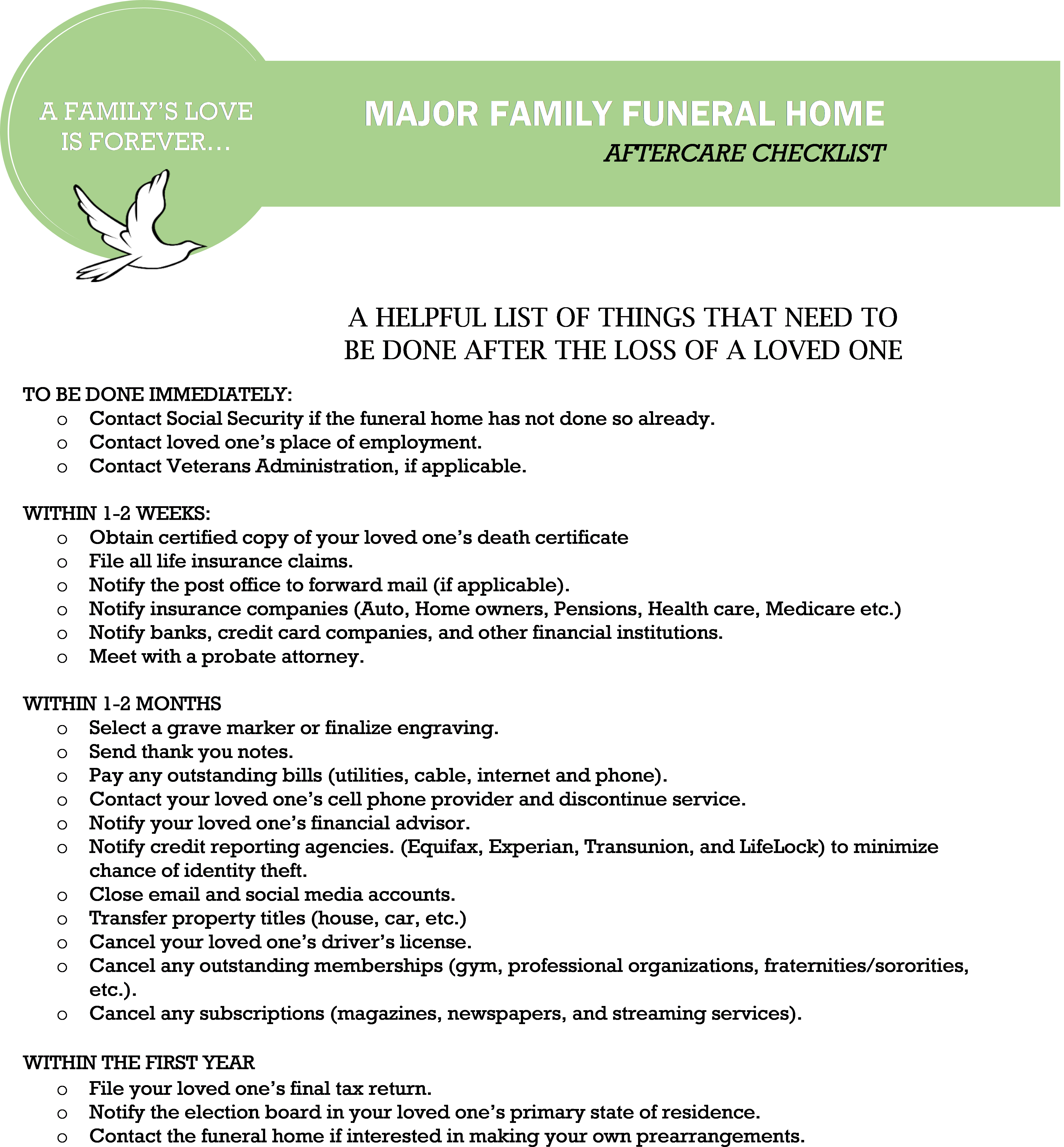 Major Family Funeral Home | Springfield & Oakridge, OR